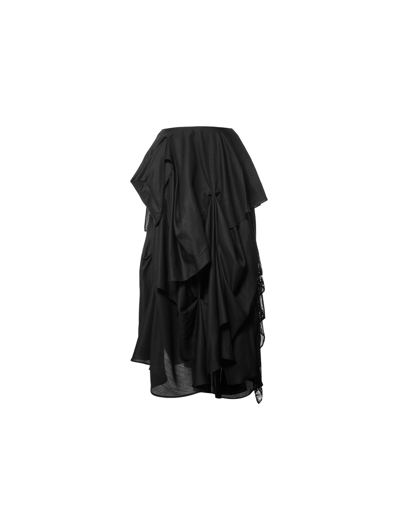 Black Wool Fixed Point Skirt