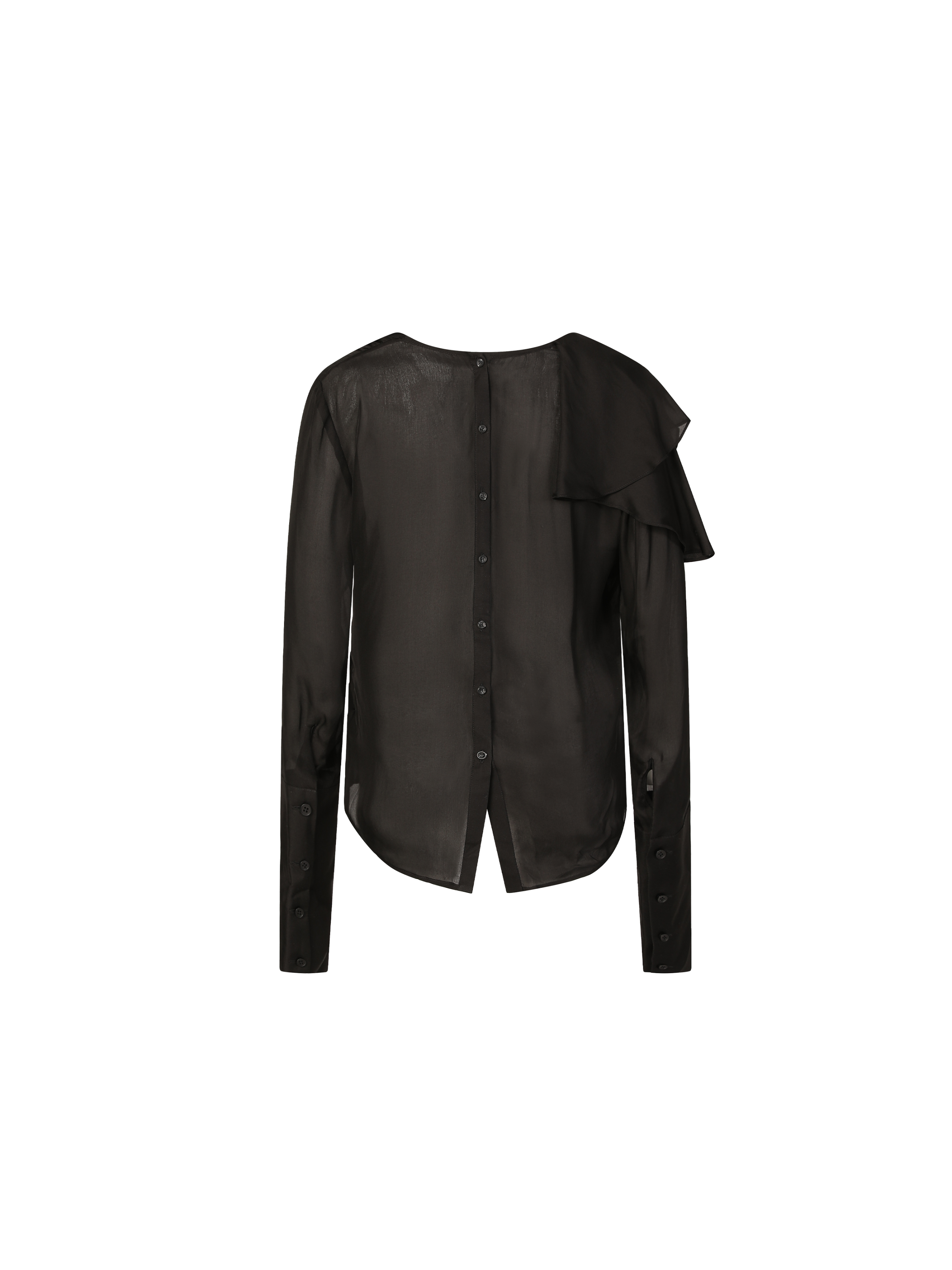 Black Collar Seamed Silk Shirt