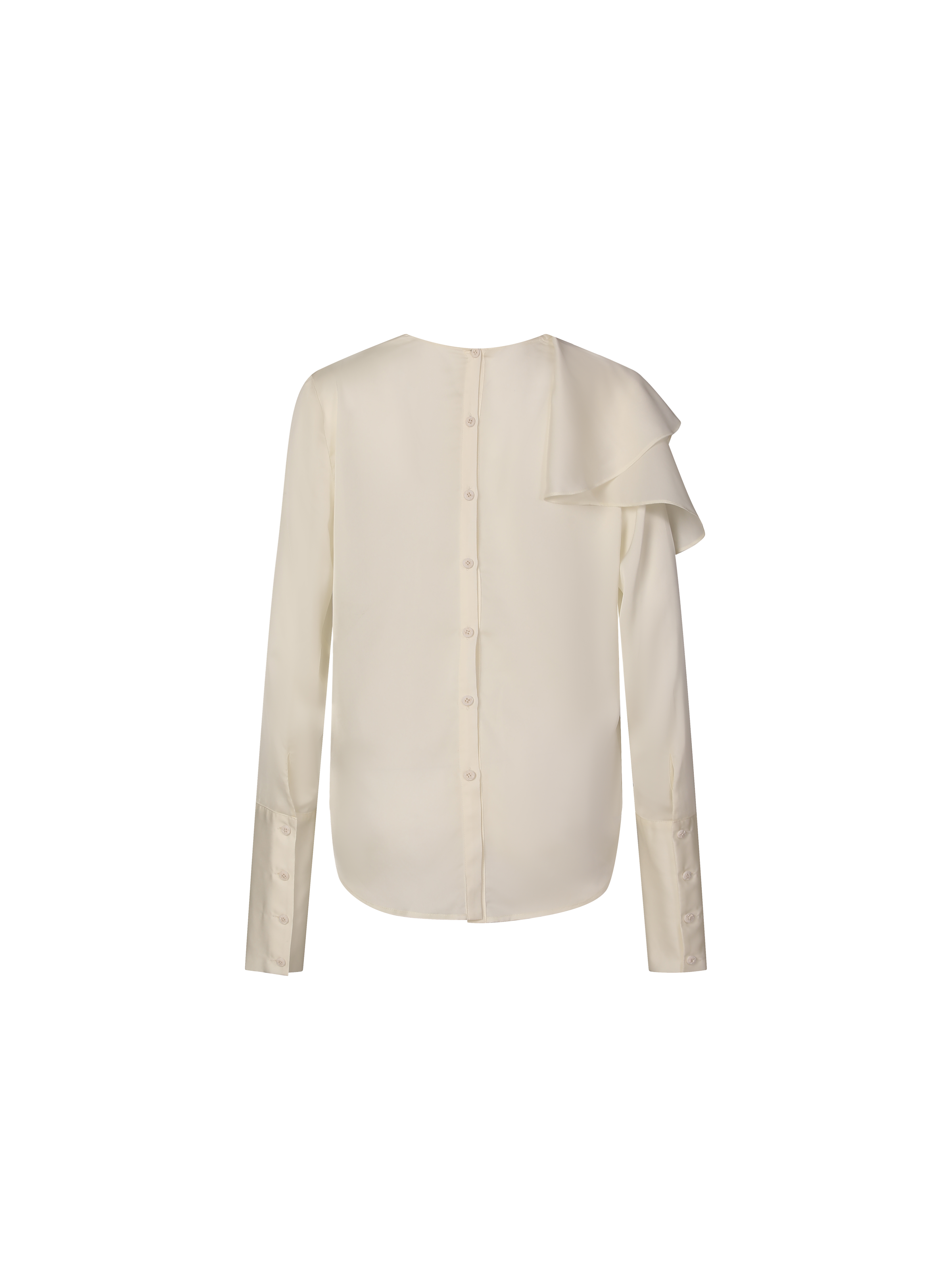 White Collar Seamed Silk Shirt