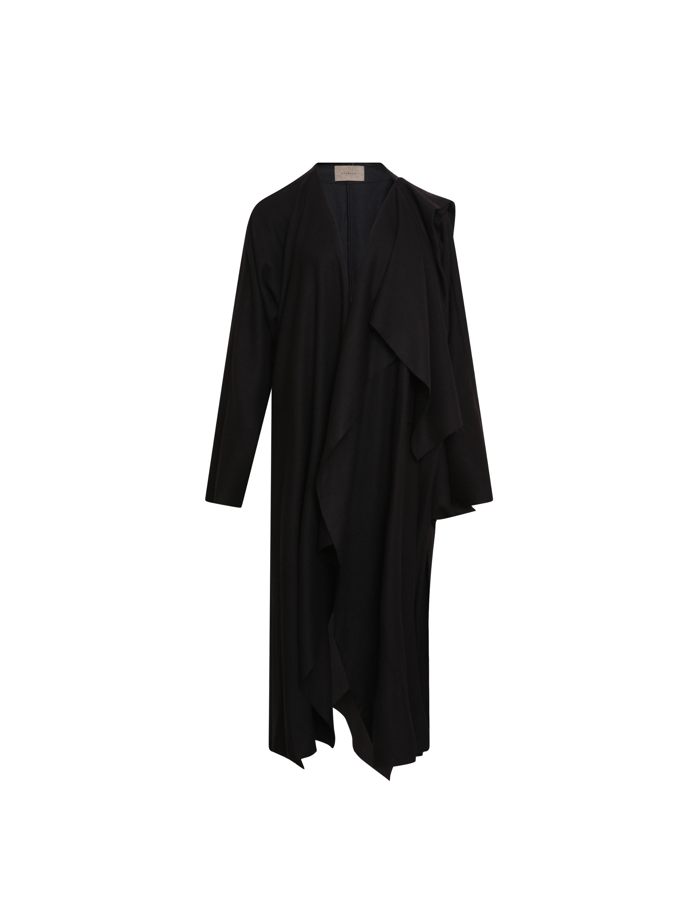 Black Symmetrical Collar Long Cardigan