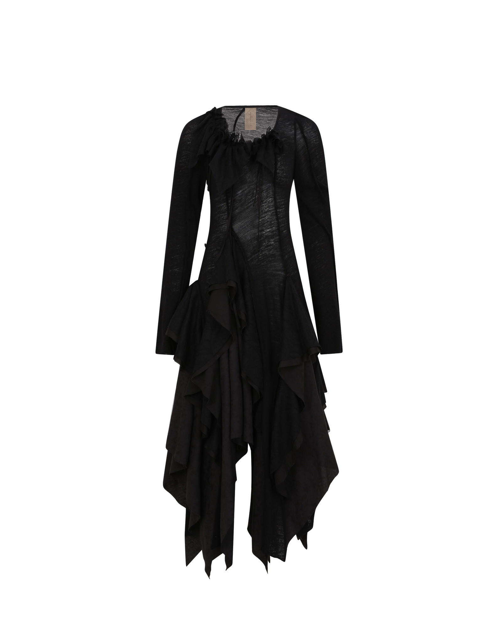 Black Woolen Dress With Corsage