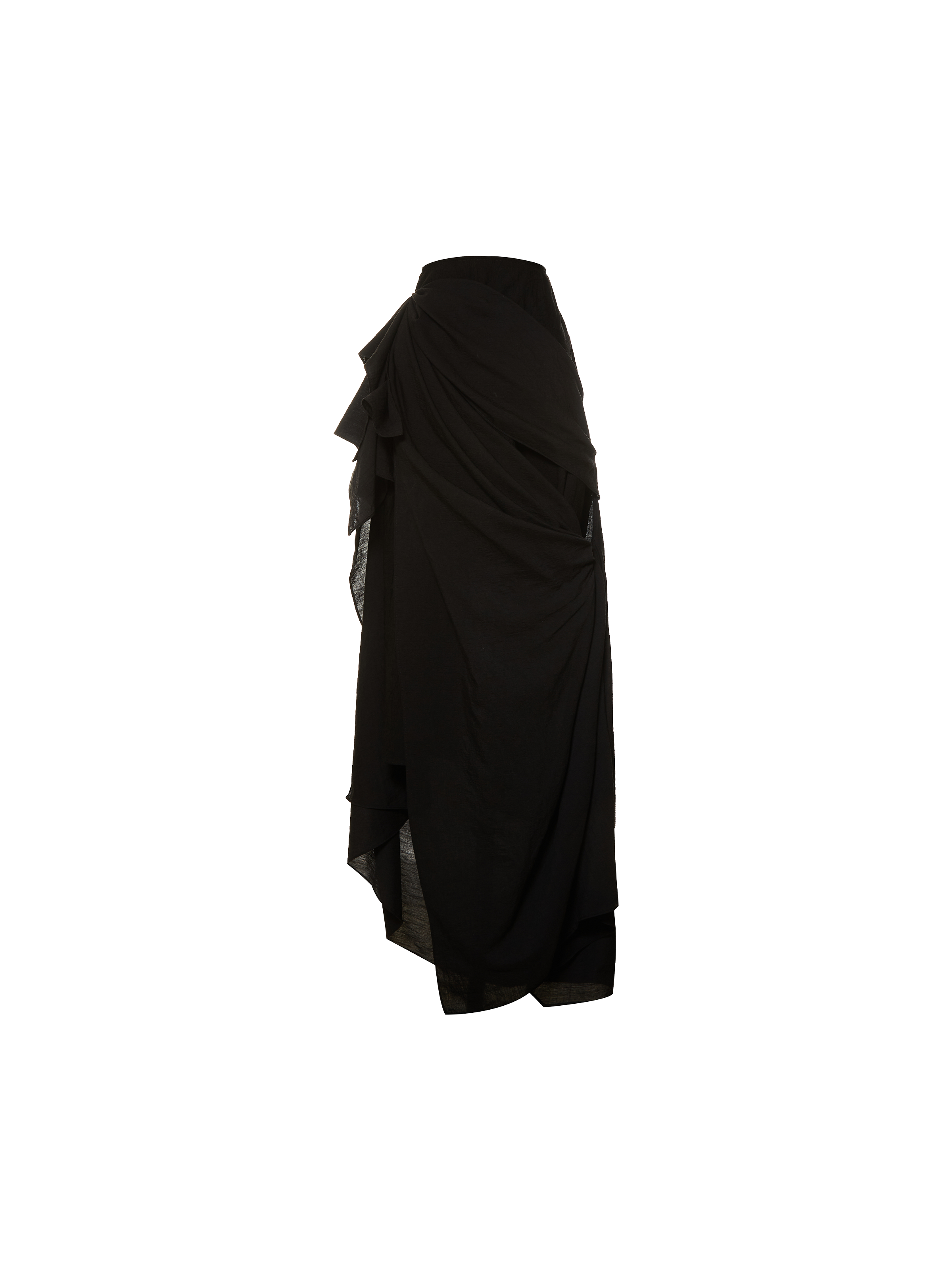 Black Fixed Point Mid-Length Skirt
