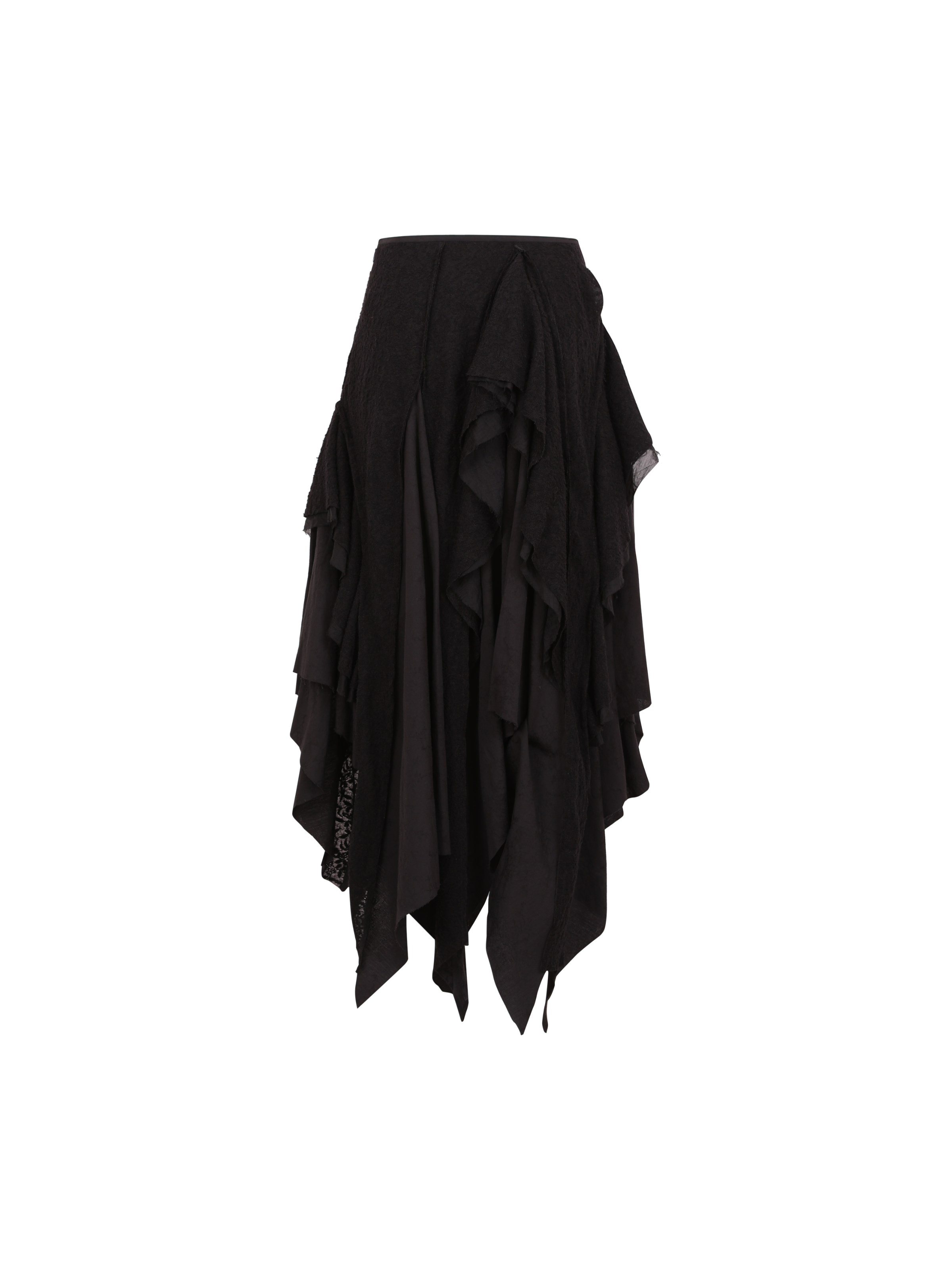 Black Woolen Mid-Length Skirt