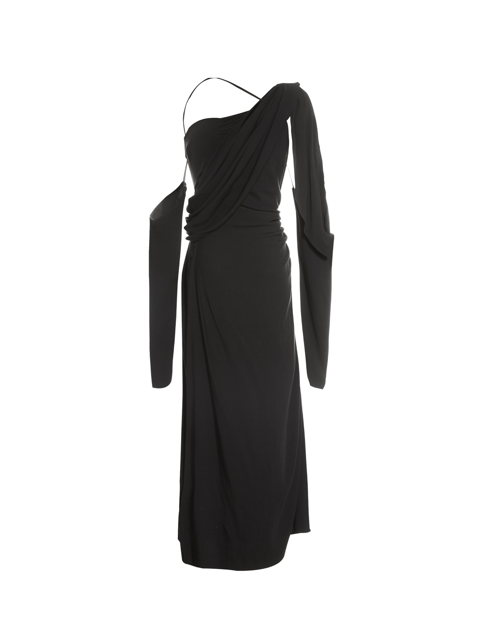 Black 3D Dew Shoulder Dress