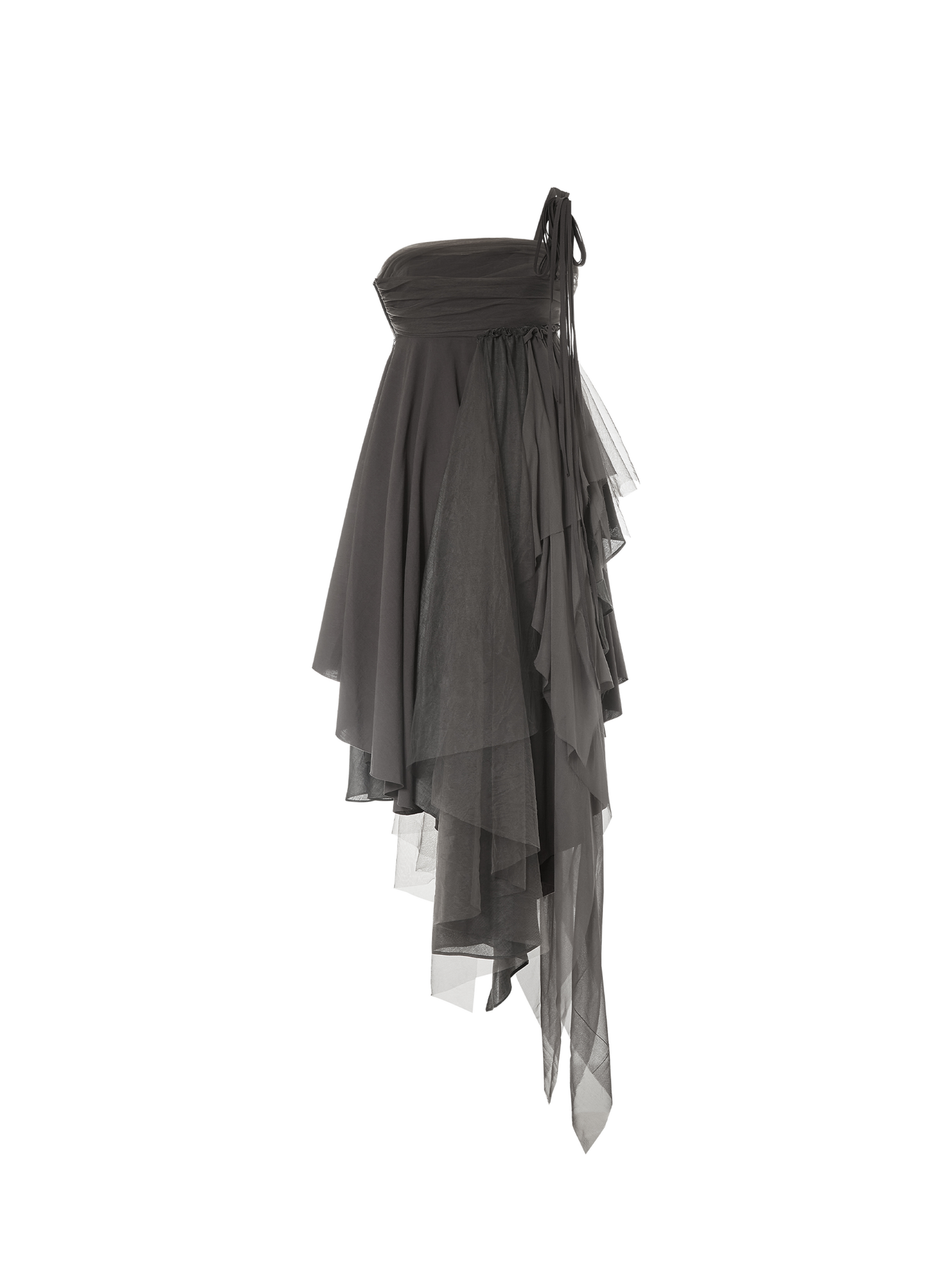 Grey Folded Layer Gauze Dress