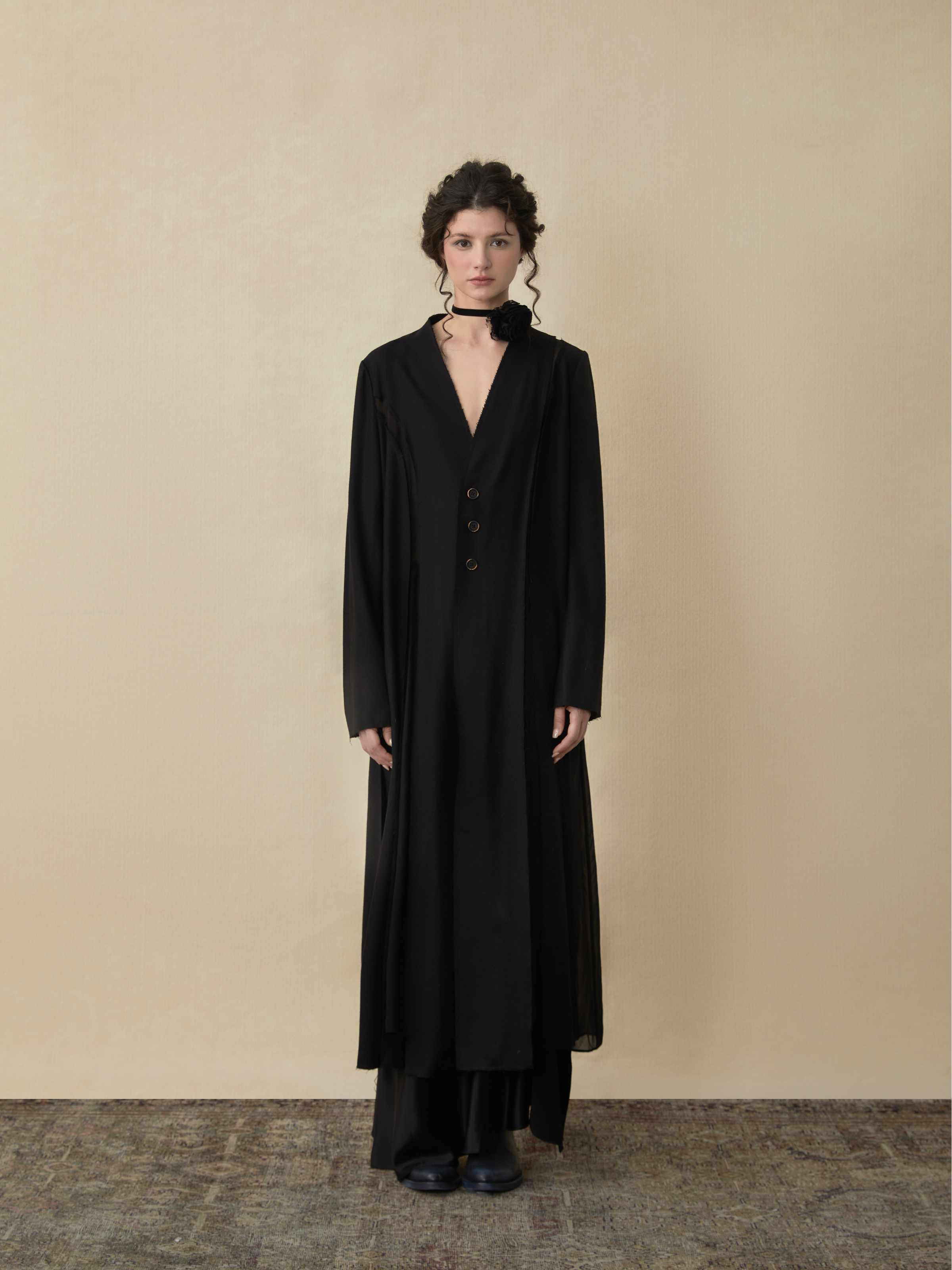 Black Long Silk Coat