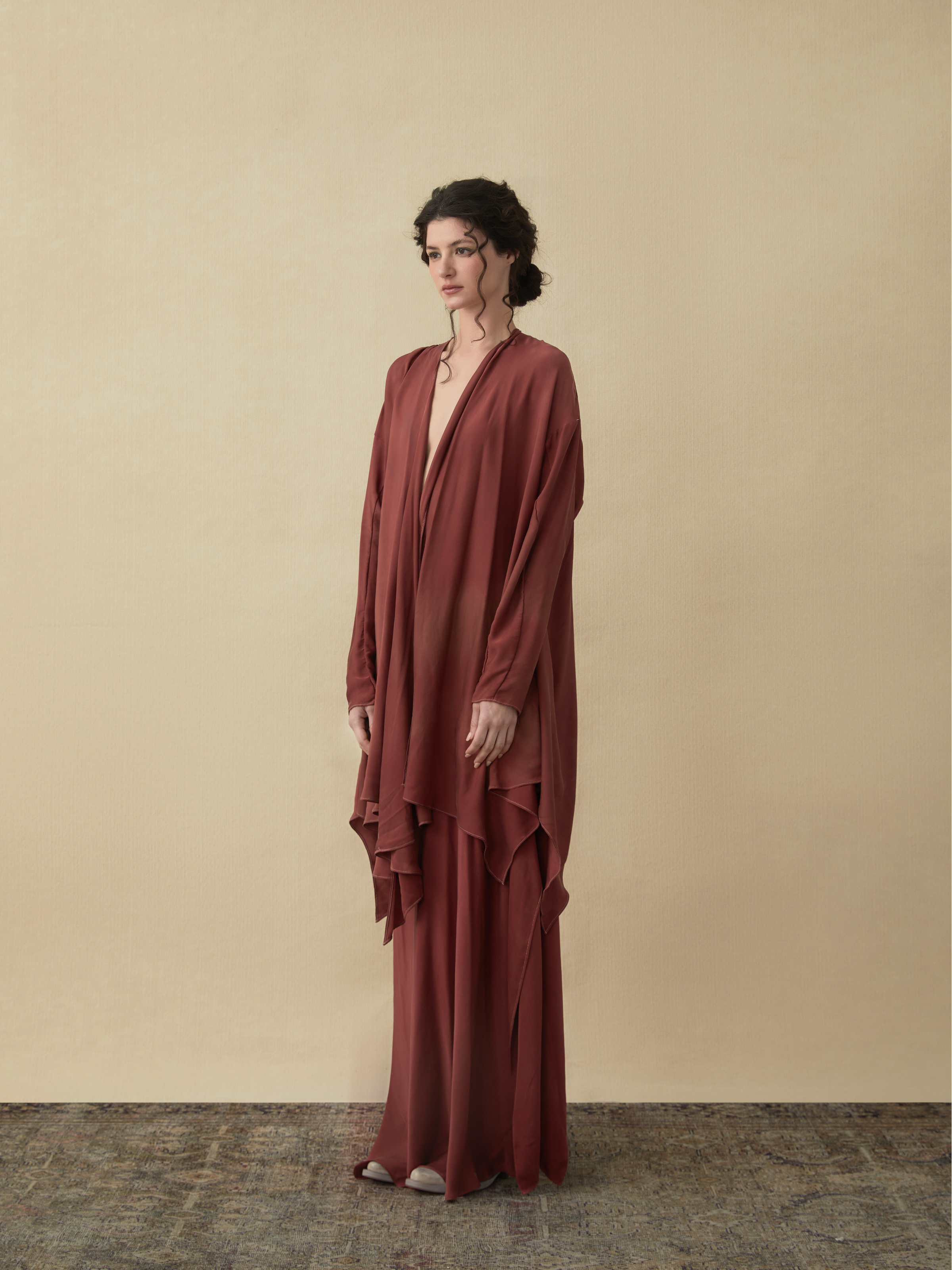 Ruby Natural Dyed Silk Coat