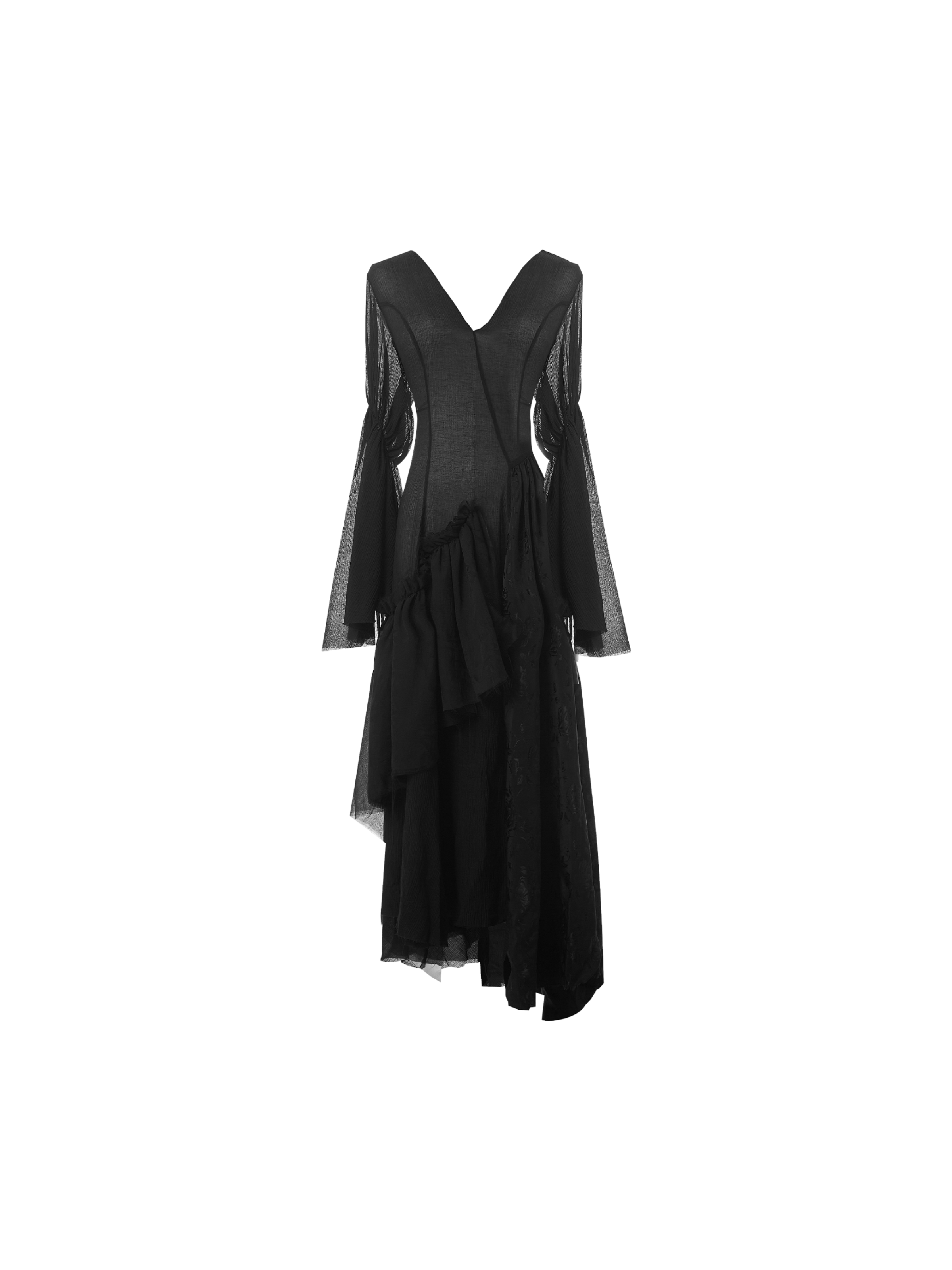 블랙 브이넥 드레스