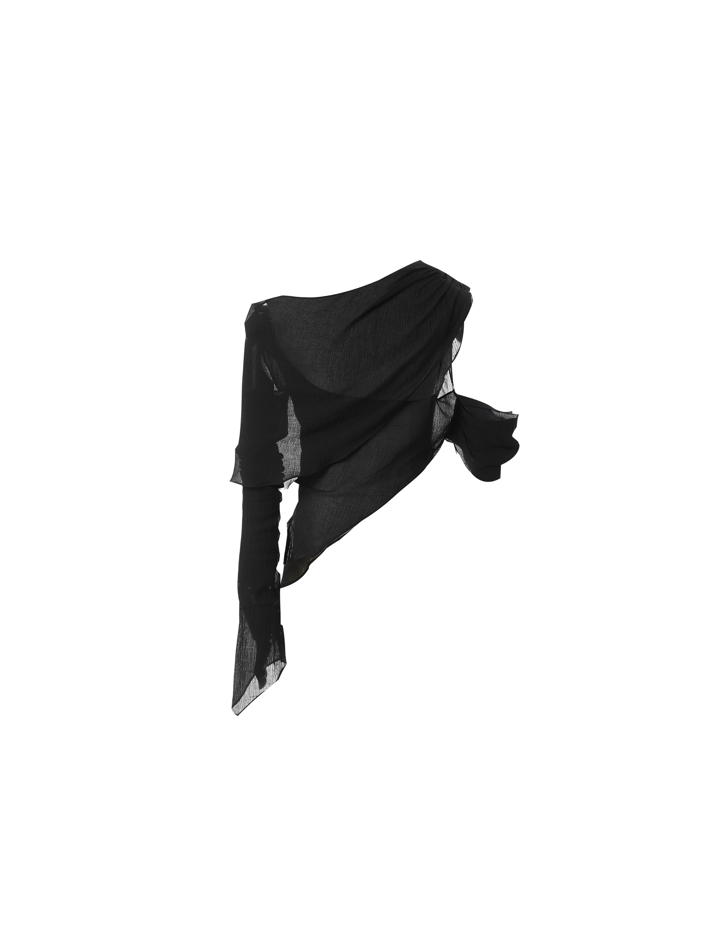 Black Asymmetric Shirt With Single Sleeve