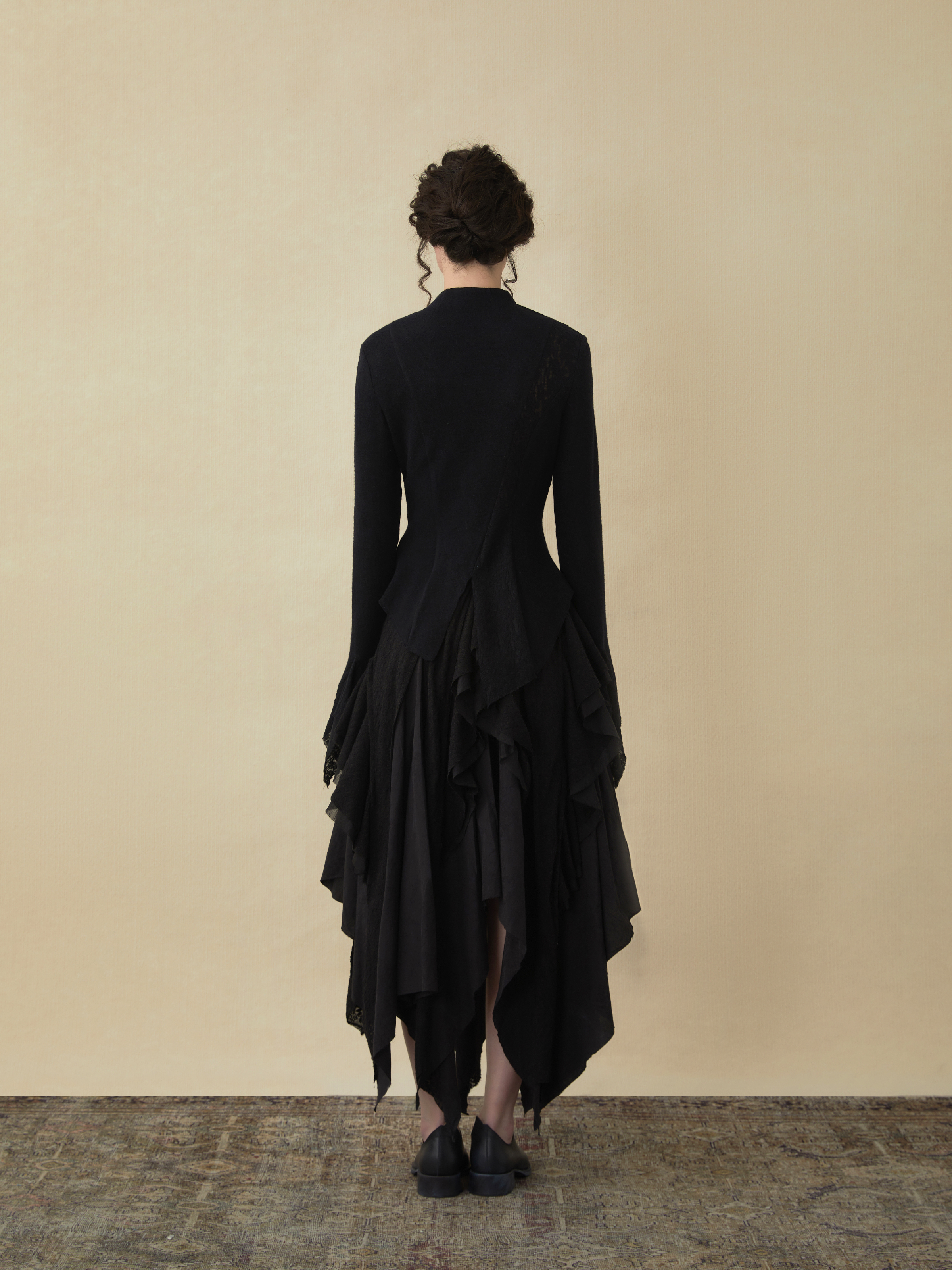 Black Woolen Mid-Length Skirt