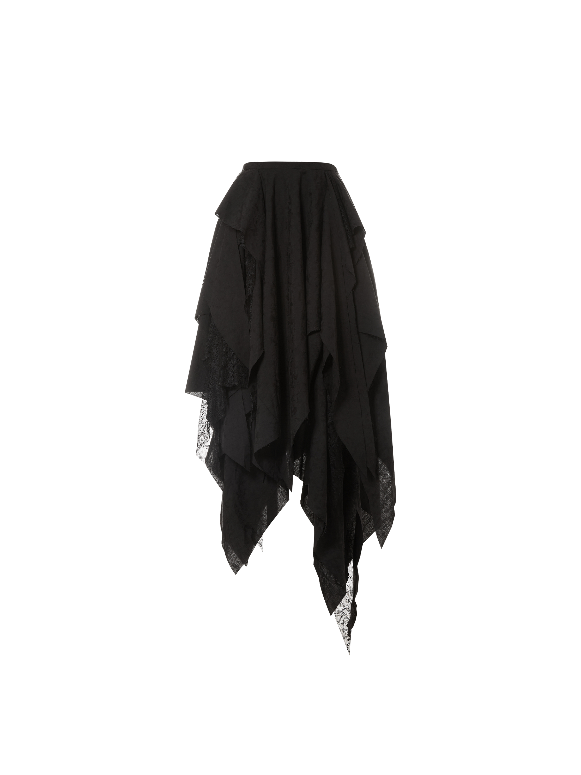 Black Irregular 3D A-line Skirt