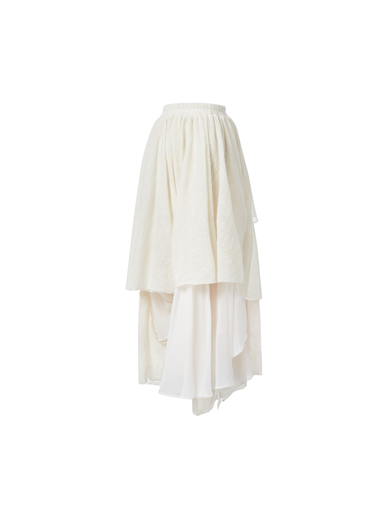 White Layered Wool Skirt