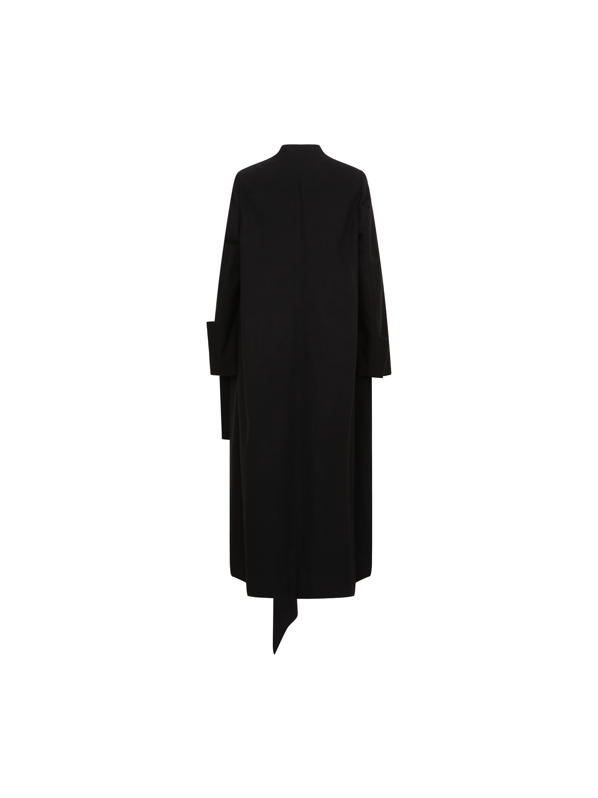 Black Wool Draped Long Coat