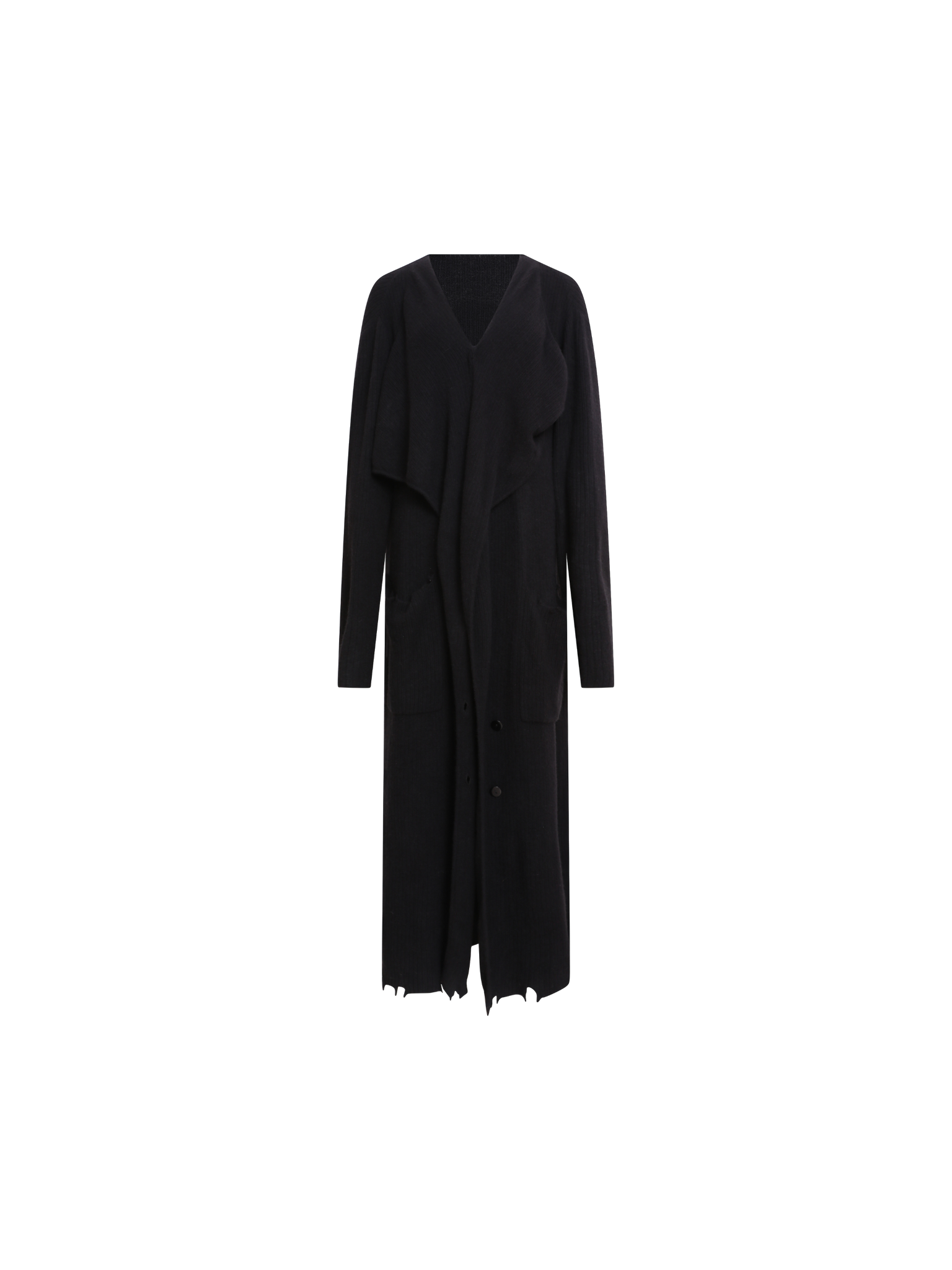 Black Lapel Knit Long Coat