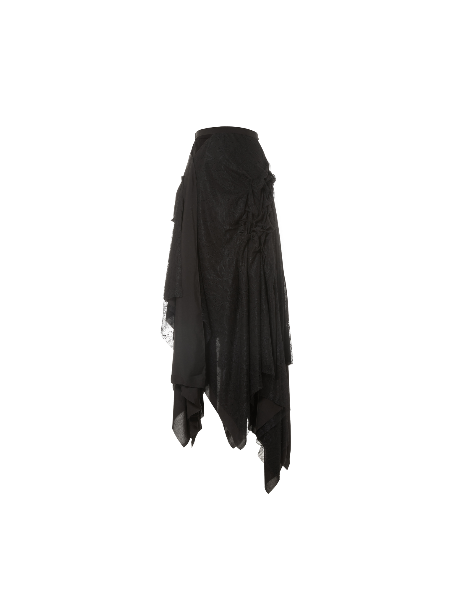 Black 3D Floral Mid-Length Skirt