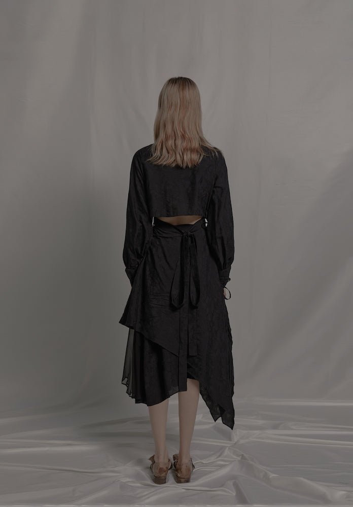 블랙 크롭 탑 드레스