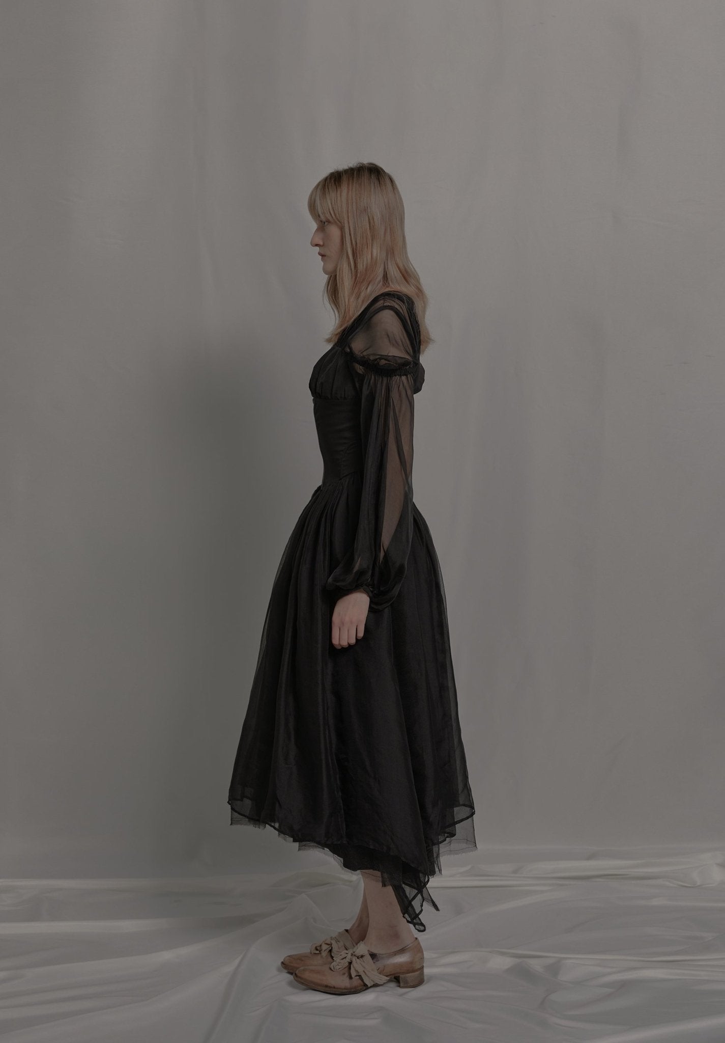 Black Silk Sleeve Dress
