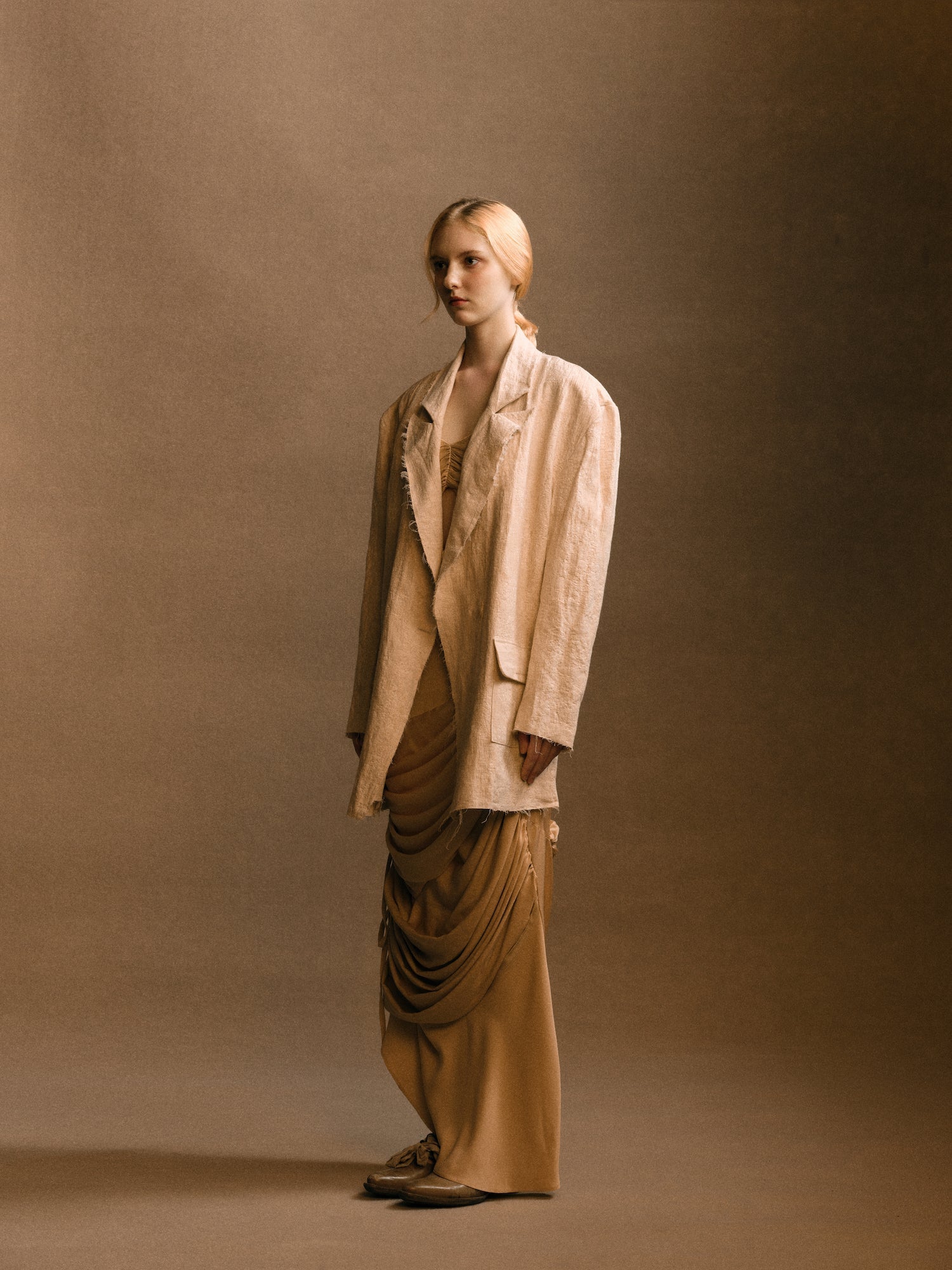 Broad Shouldered Linen Coat