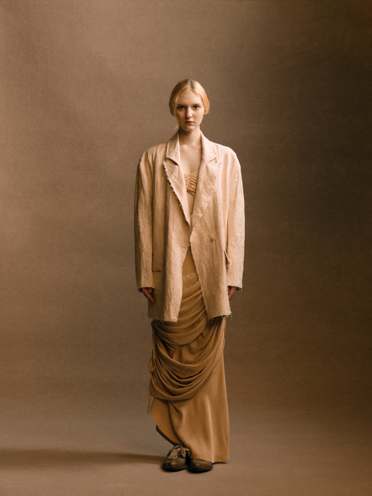 Broad Shouldered Linen Coat